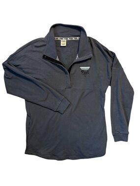 Victorias Secret PINK Quarter Snap Pullover Sweatshirt Blue/Gray Oversized Small